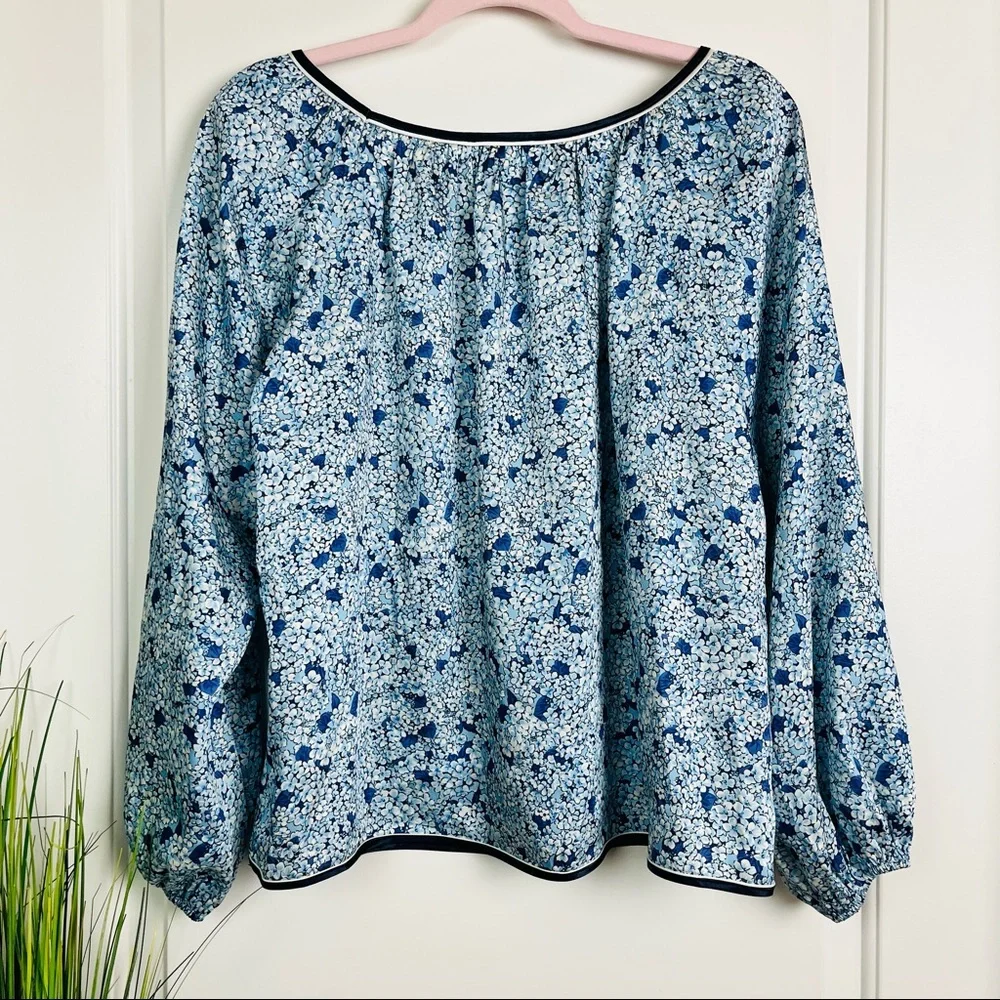Tuckernuck Blue Floral Peasant Blouse